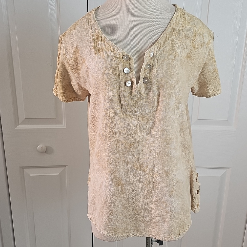 Cottonways Ty Di Top. Beige and Cream. 100% Cotton. Size1
